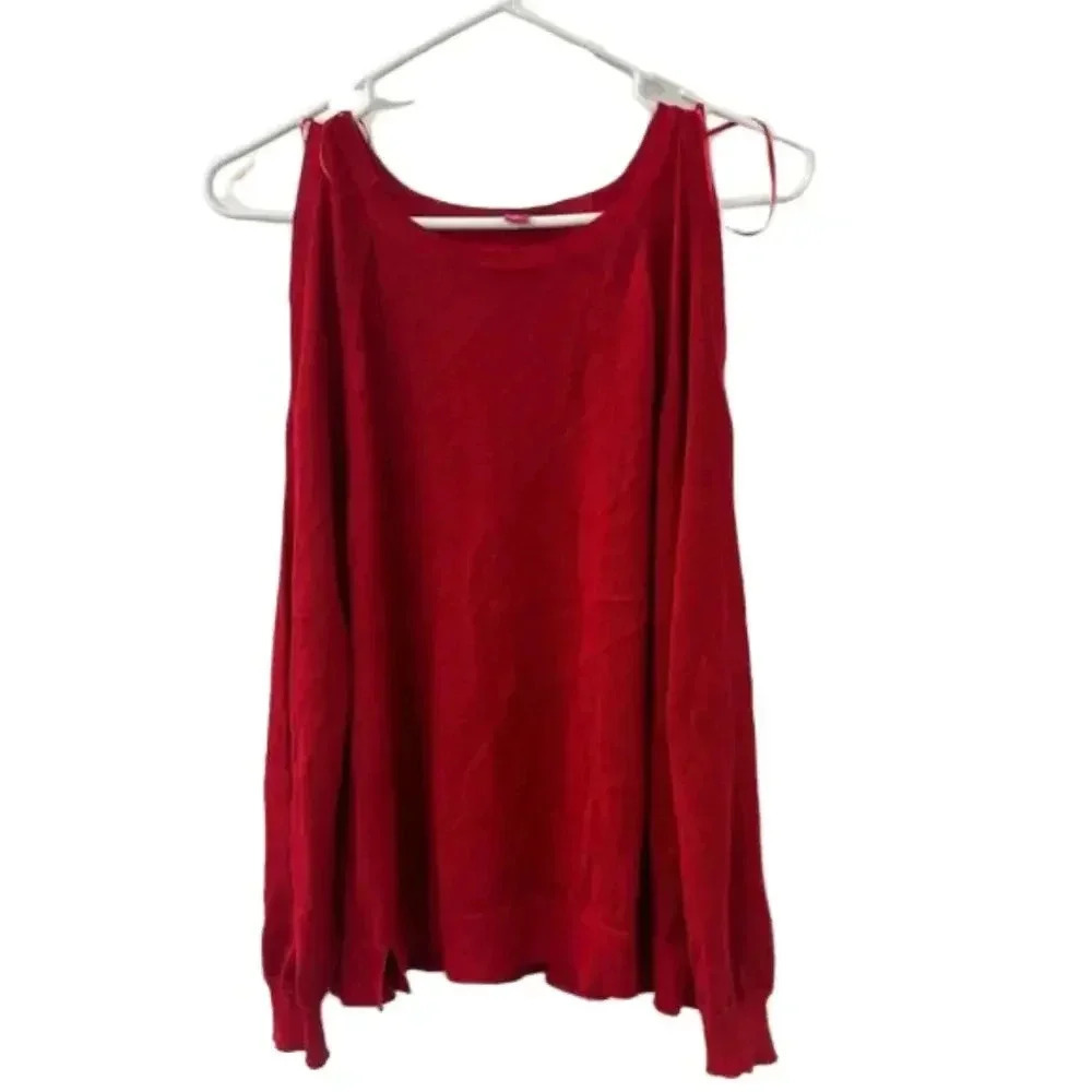 Vince Camuto Women’s Red Sparkling Cold Shoulder Sweater Size M